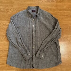 UNTUCKit Shirt Mens XXL Gray 100% Linen Lightweight Long Sleeve Button Up Preppy